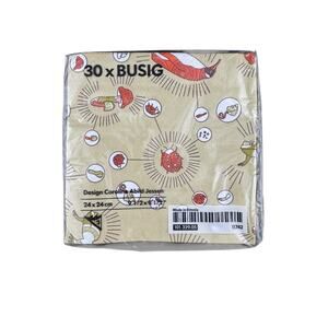 Limited Edition Retired IKEA Busig Paper Cocktail Napkins Flora & Fauna 2008